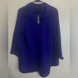 NWT Worthington Woman button down shirt, violet, size 3X, rich purple color